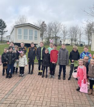 Lovely caravan friends get together to do are own easter egg hunt for the kids